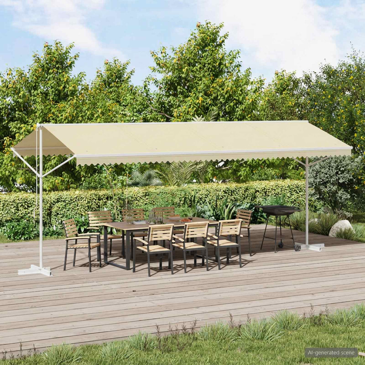 Free Standing Awning 600x300 cm Cream
