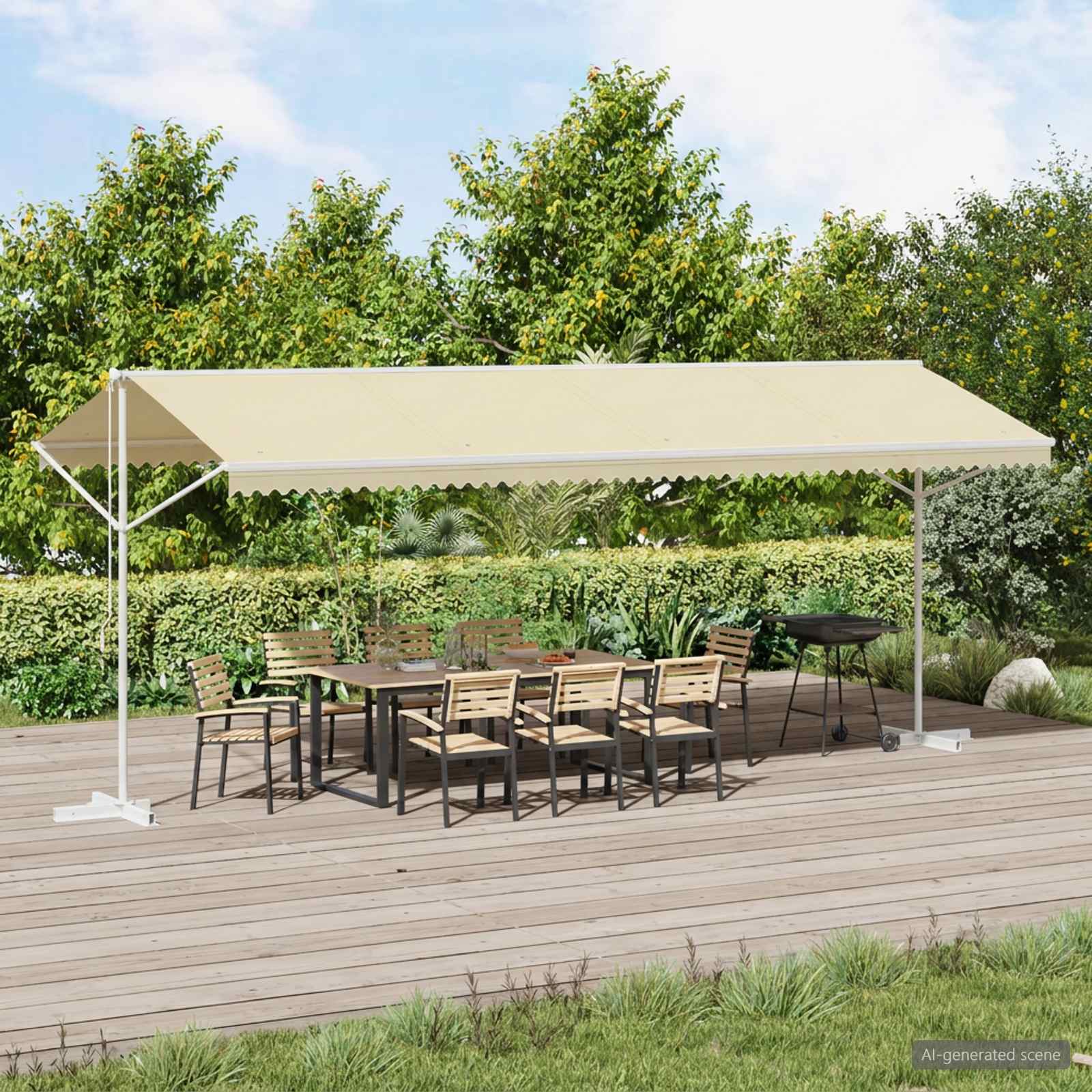 Free Standing Awning 600x300 cm Cream