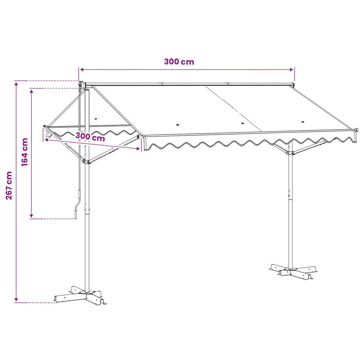 Free Standing Awning 300x300 cm Anthracite