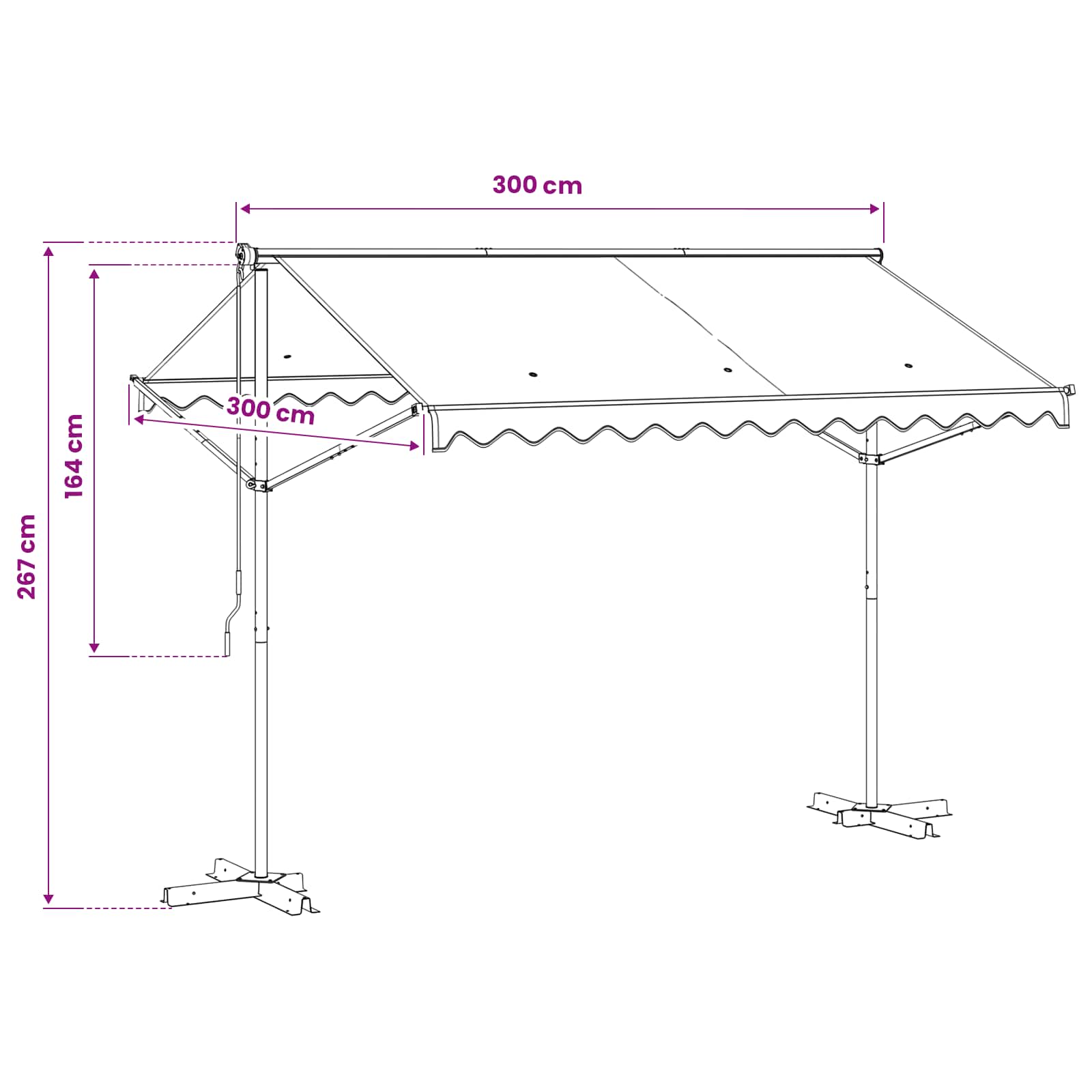 Free Standing Awning 300x300 cm Anthracite