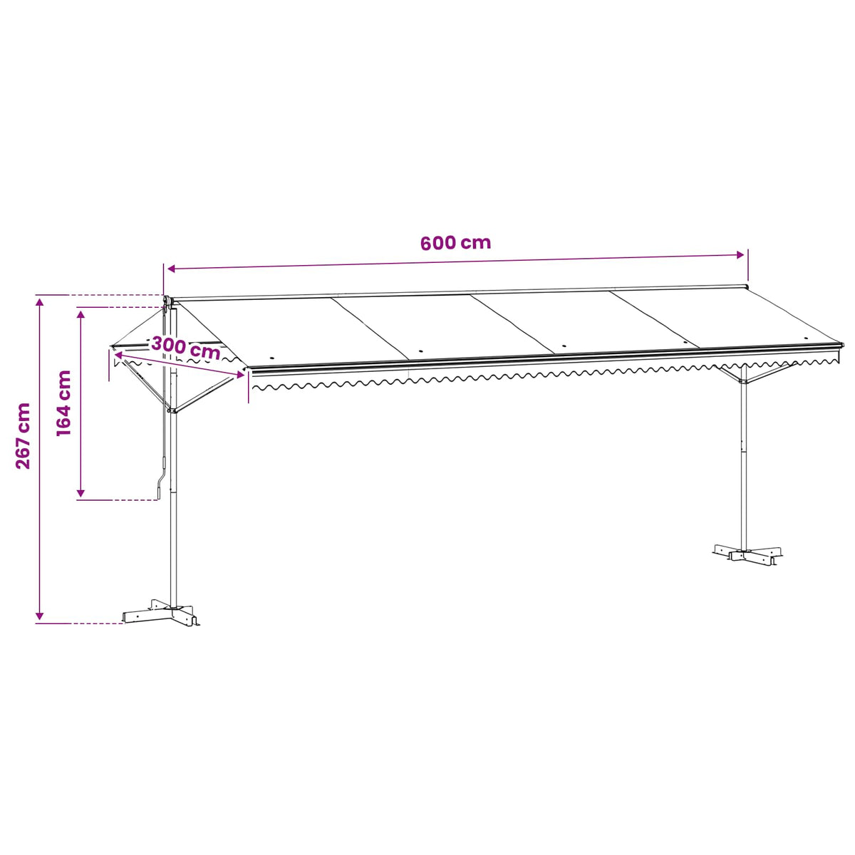 Free Standing Awning 600x300 cm Anthracite