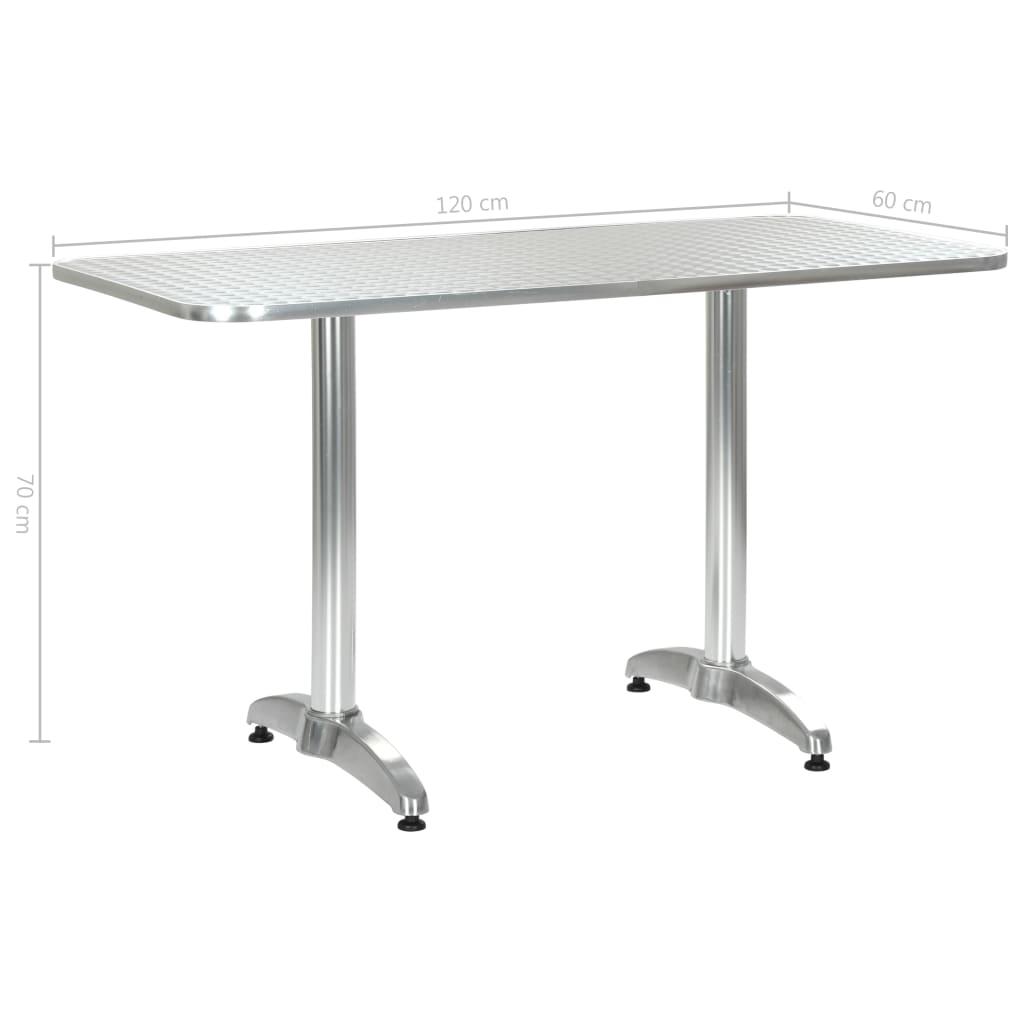 Garden Table Silver 120x60x70 cm Aluminium