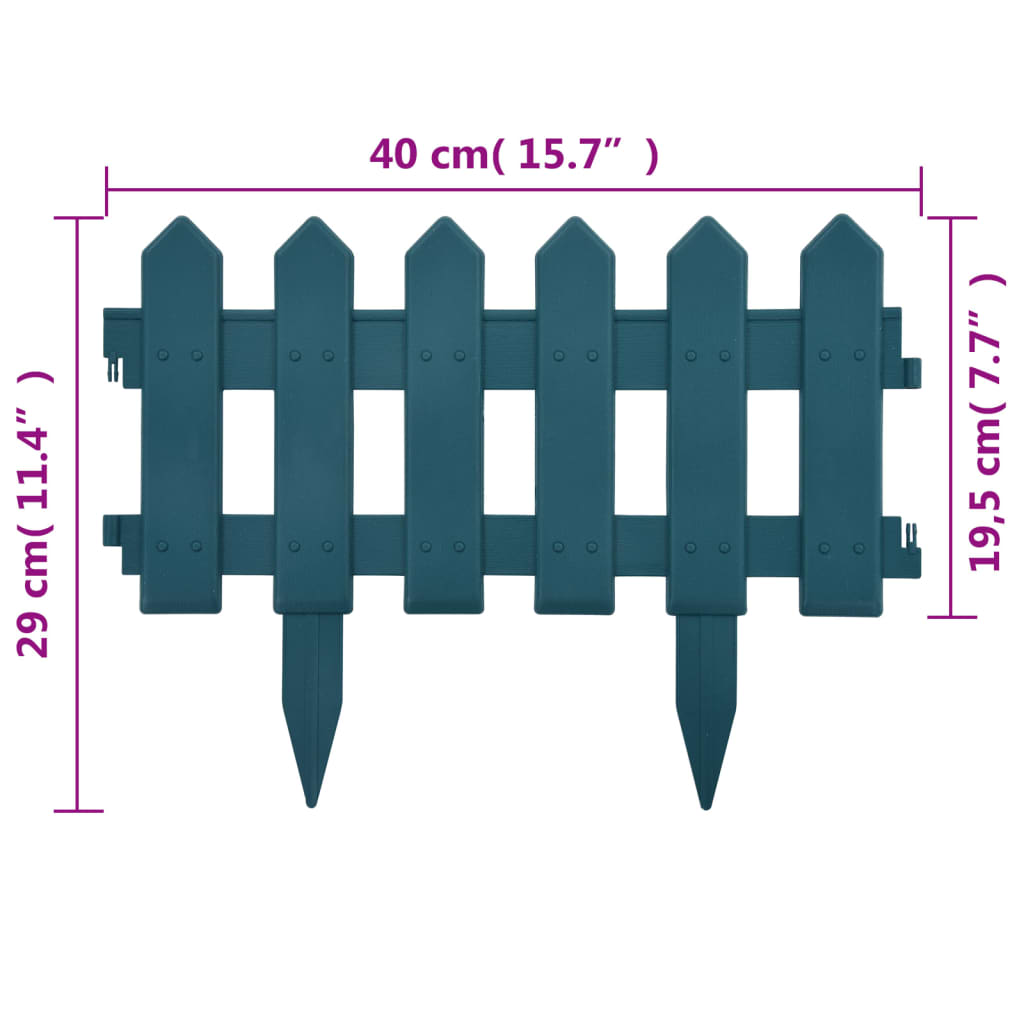 Lawn Edgings 25 pcs Green 10 m PP