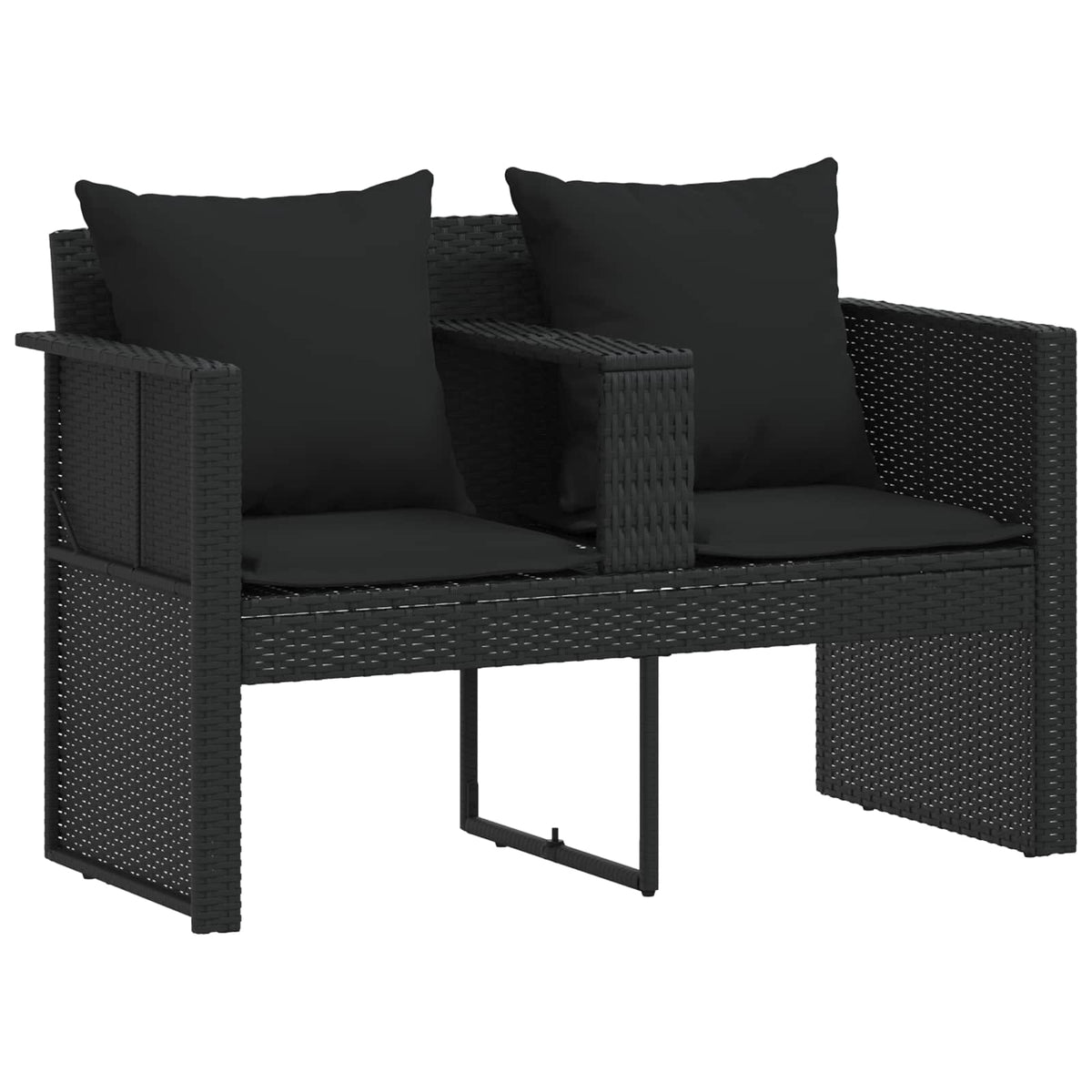 Garden Bed with Parasol Poly Rattan Black