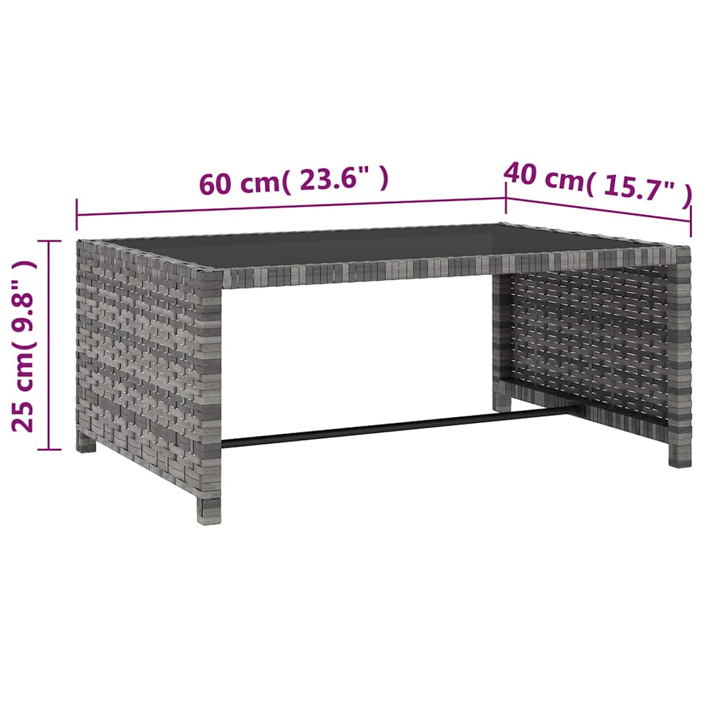 Reclining Garden Chairs 2 pcs with Table Grey Poly Rattan