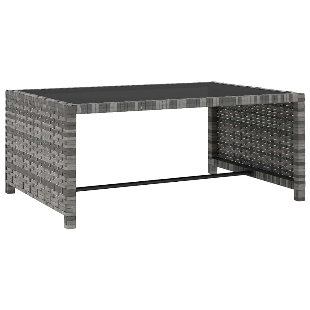Reclining Garden Chairs 2 pcs with Table Grey Poly Rattan