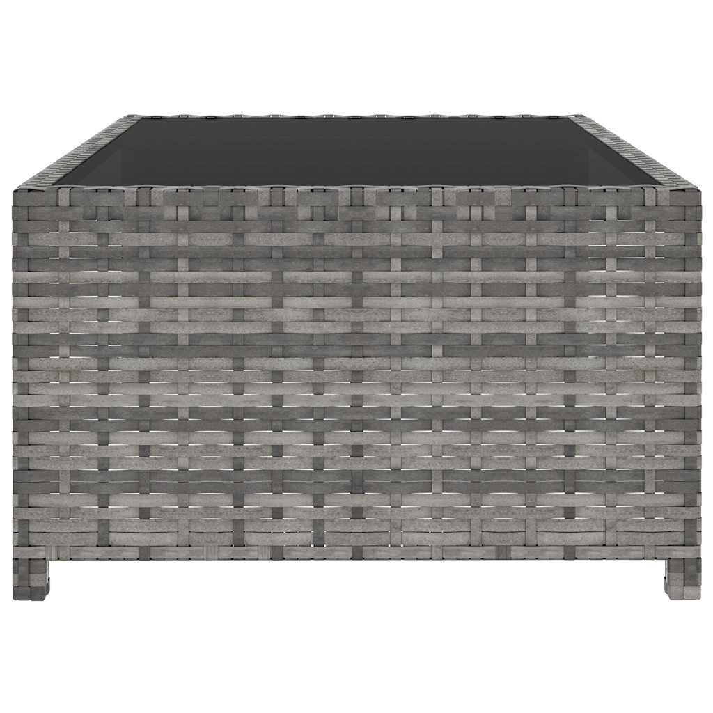 Reclining Garden Chairs 2 pcs with Table Grey Poly Rattan