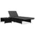 Reclining Garden Chairs 2 pcs with Table Black Poly Rattan