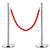 Stanchion Stand Rope Red and Silver Velvet