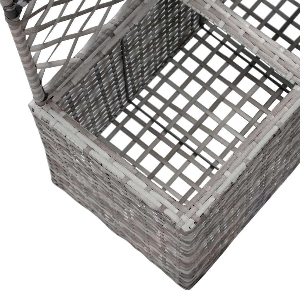 Trellis Raised Bed with 2 Pots 58x30x107 cm Poly Rattan Grey