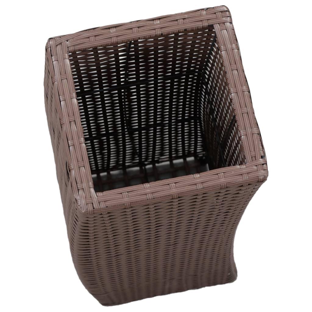 Garden Raised Beds 3 pcs Poly Rattan Brown