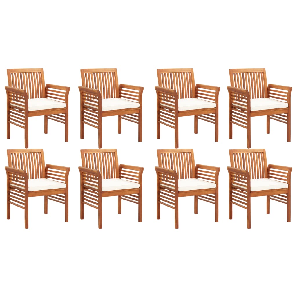 9 Piece Outdoor Dining Set with Cushions Solid Wood Acacia