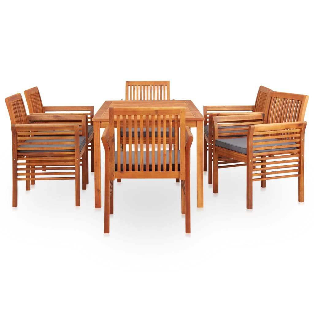 7 Piece Outdoor Dining Set with Cushions Solid Wood Acacia