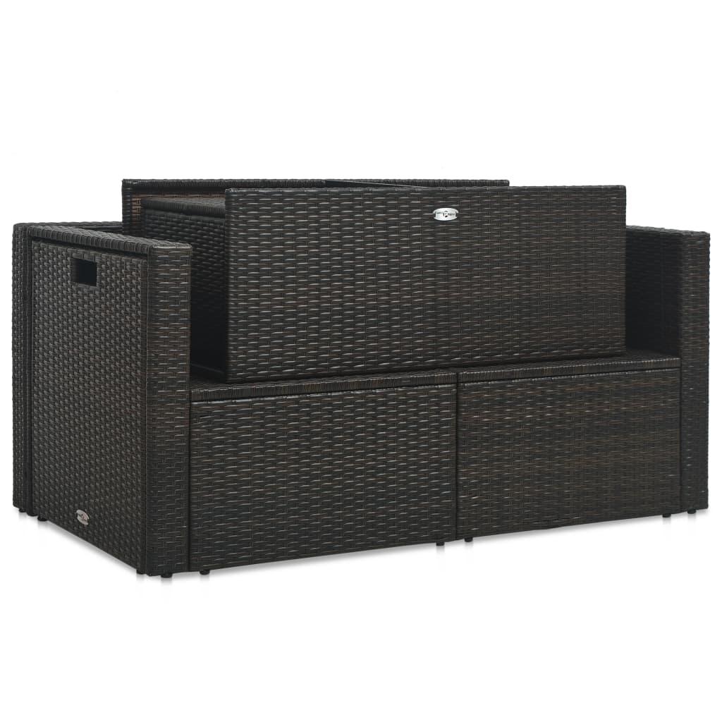 6 Piece Garden Lounge Set with Cushions Poly Rattan Brown