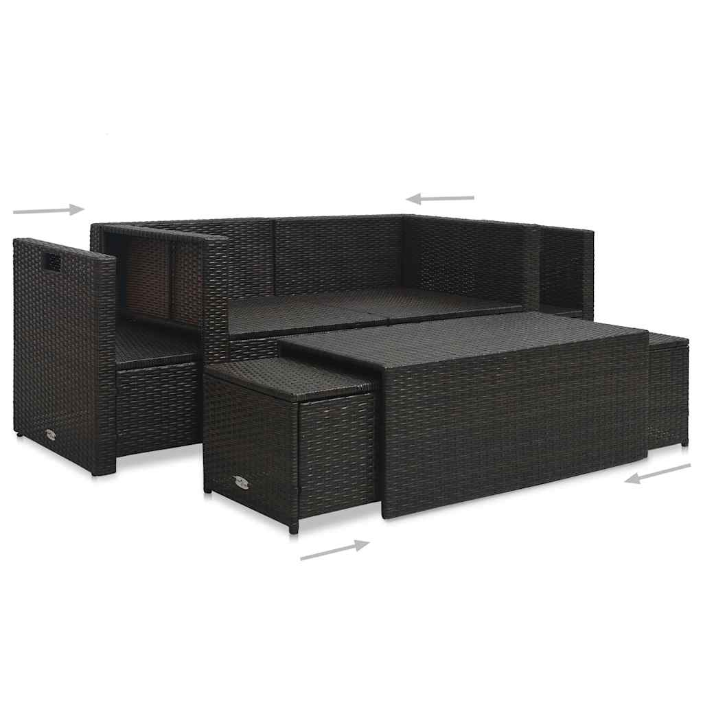 6 Piece Garden Lounge Set with Cushions Poly Rattan Brown