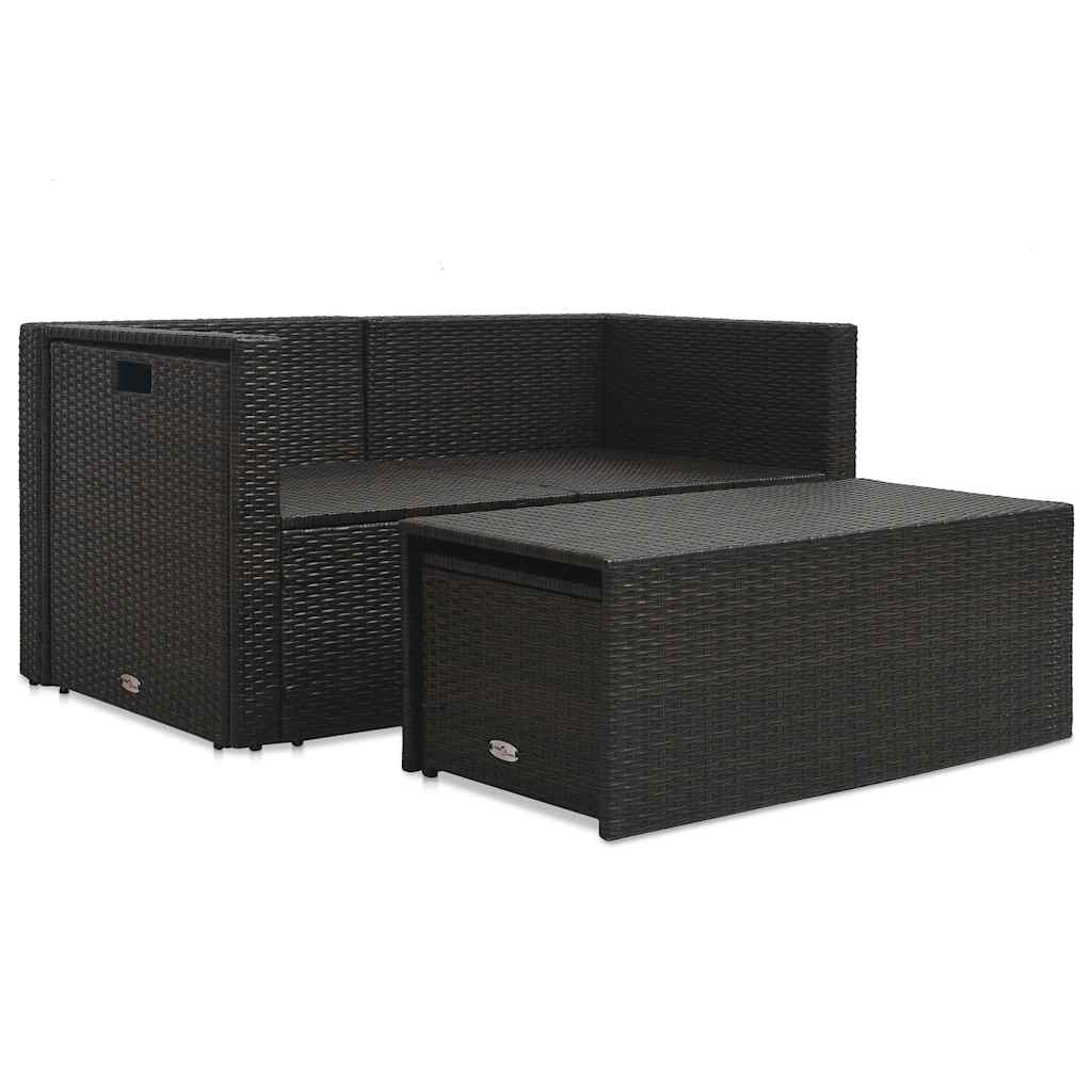 6 Piece Garden Lounge Set with Cushions Poly Rattan Brown