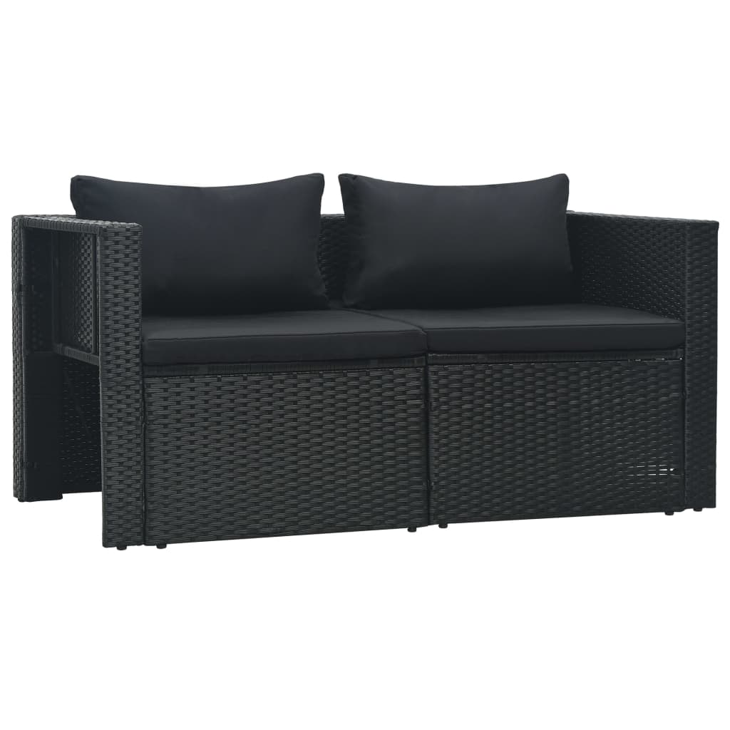 6 Piece Garden Lounge Set with Cushions Poly Rattan Black