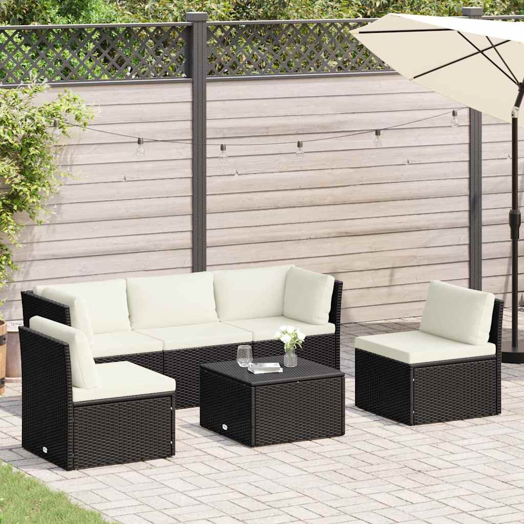 4 Piece Garden Lounge Set with Cushions Poly Rattan Brown