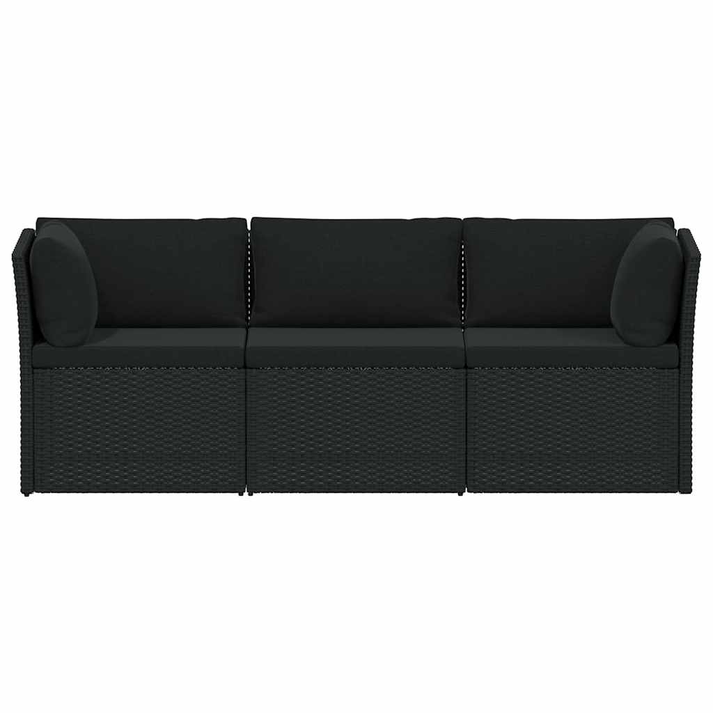 4 Piece Garden Lounge Set with Cushions Poly Rattan Black