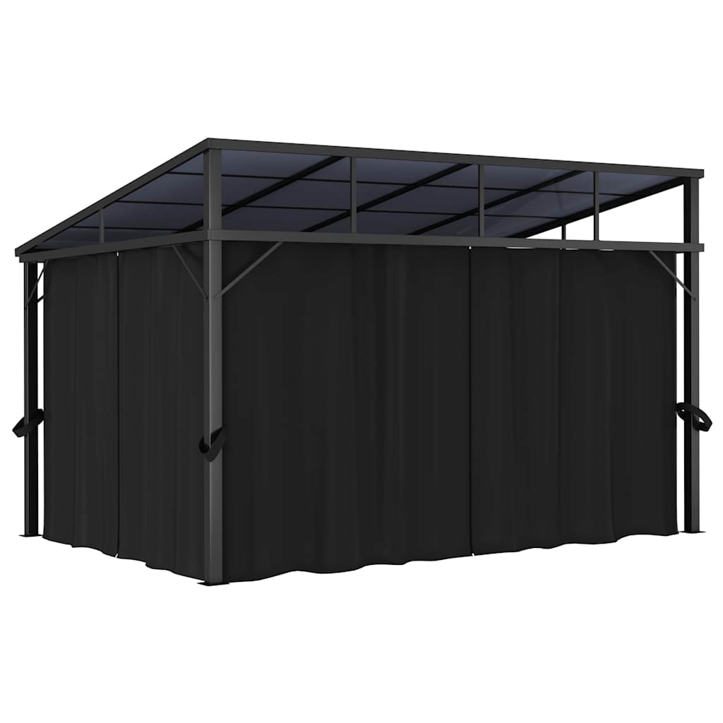 Gazebo with Curtain 405x294x244 cm Anthracite