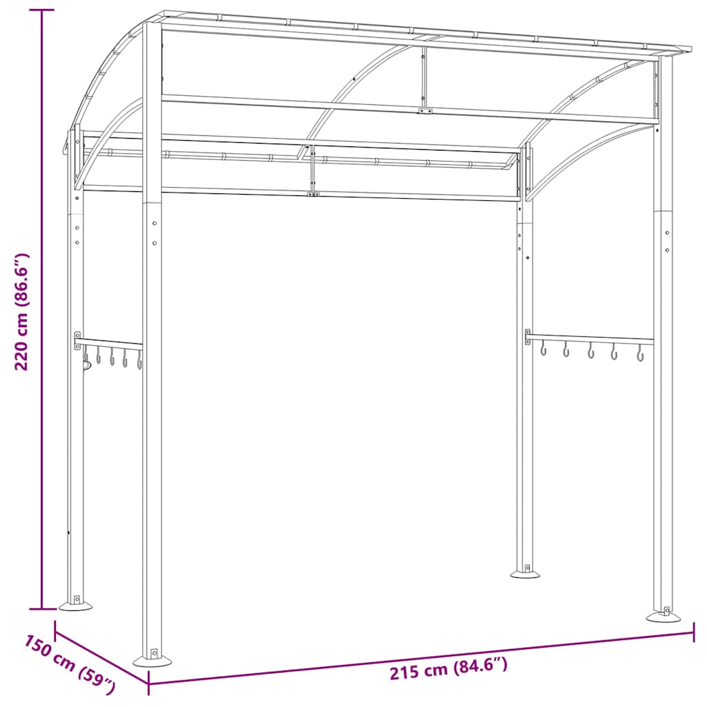 BBQ Gazebo 215x150x220 cm Anthracite Steel