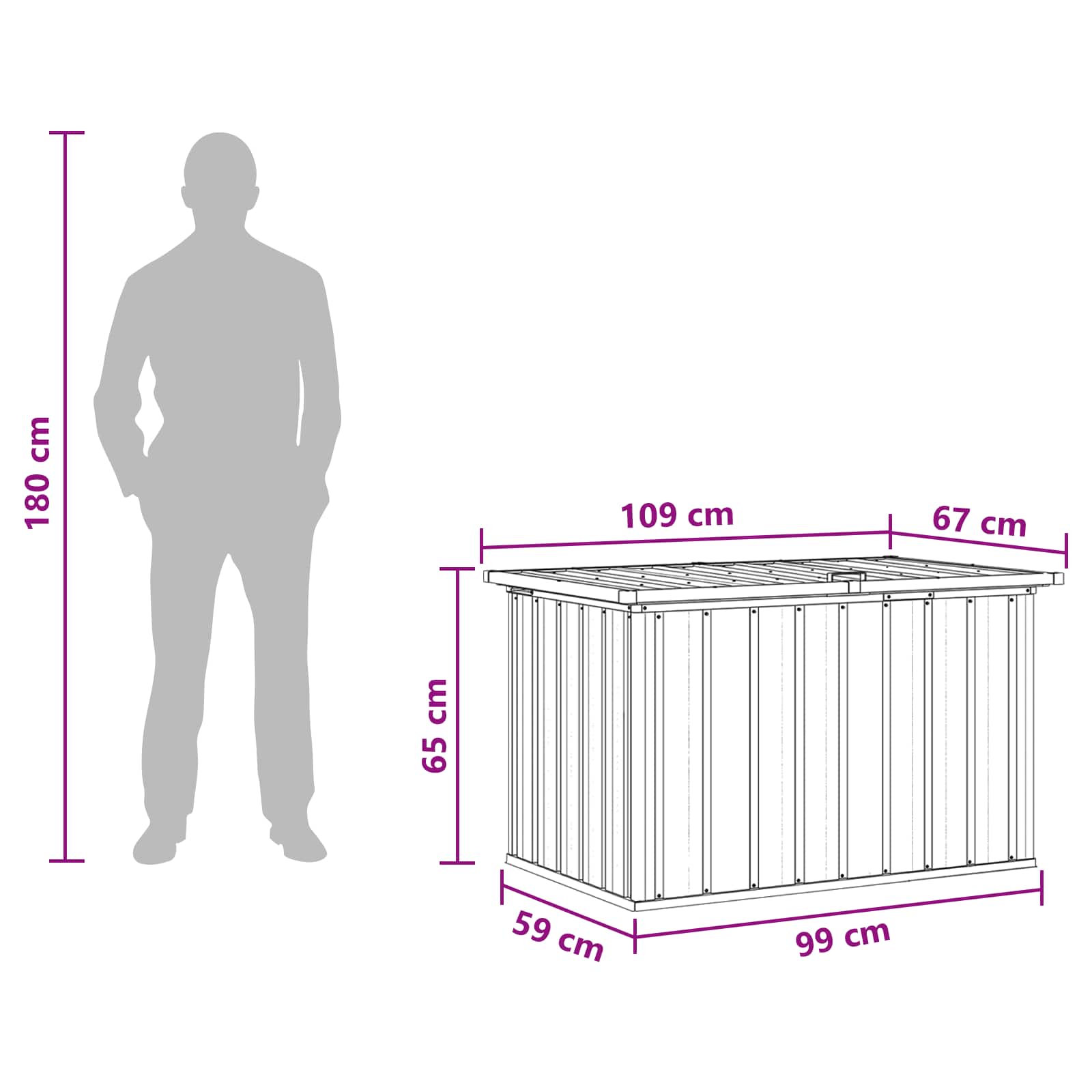 Garden Storage Box Grey 109x67x65 cm