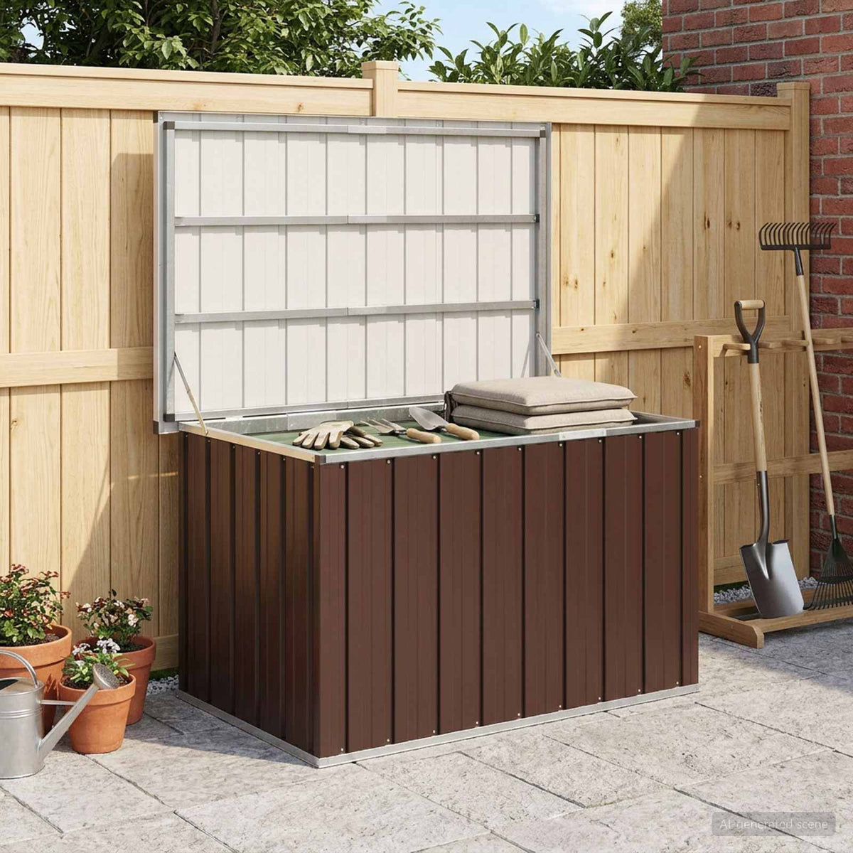 Garden Storage Box Brown 109x67x65 cm