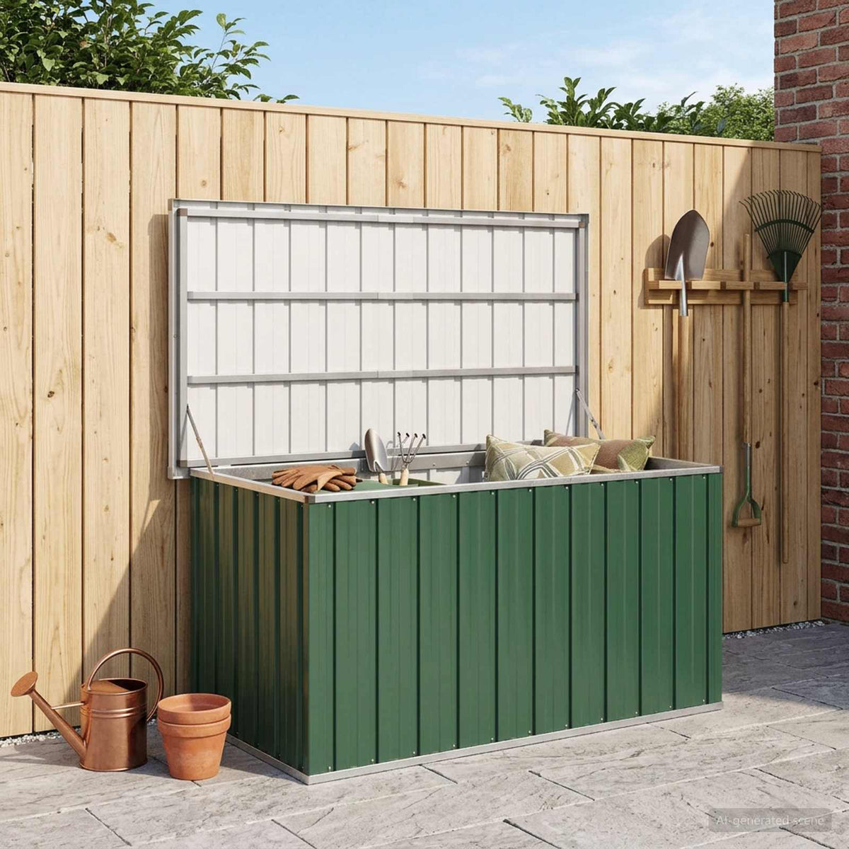Garden Storage Box Green 129x67x65 cm