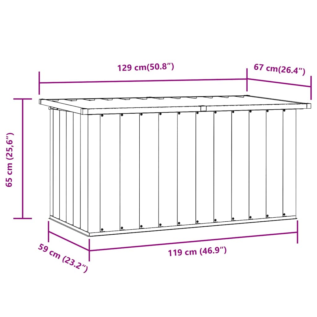 Garden Storage Box Grey 129x67x65 cm