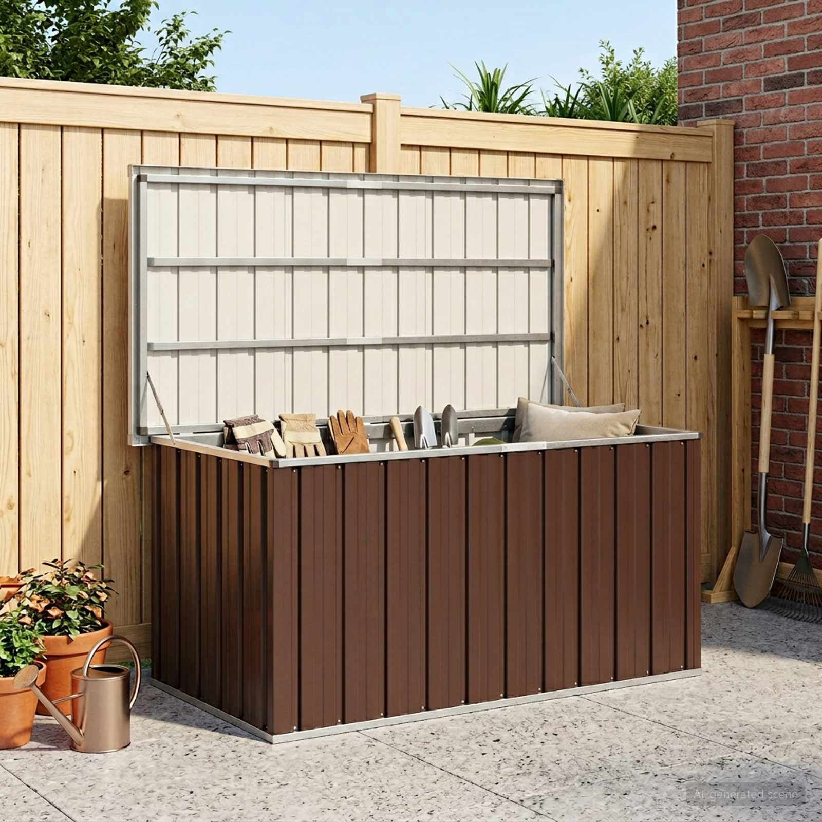 Garden Storage Box Brown 129x67x65 cm