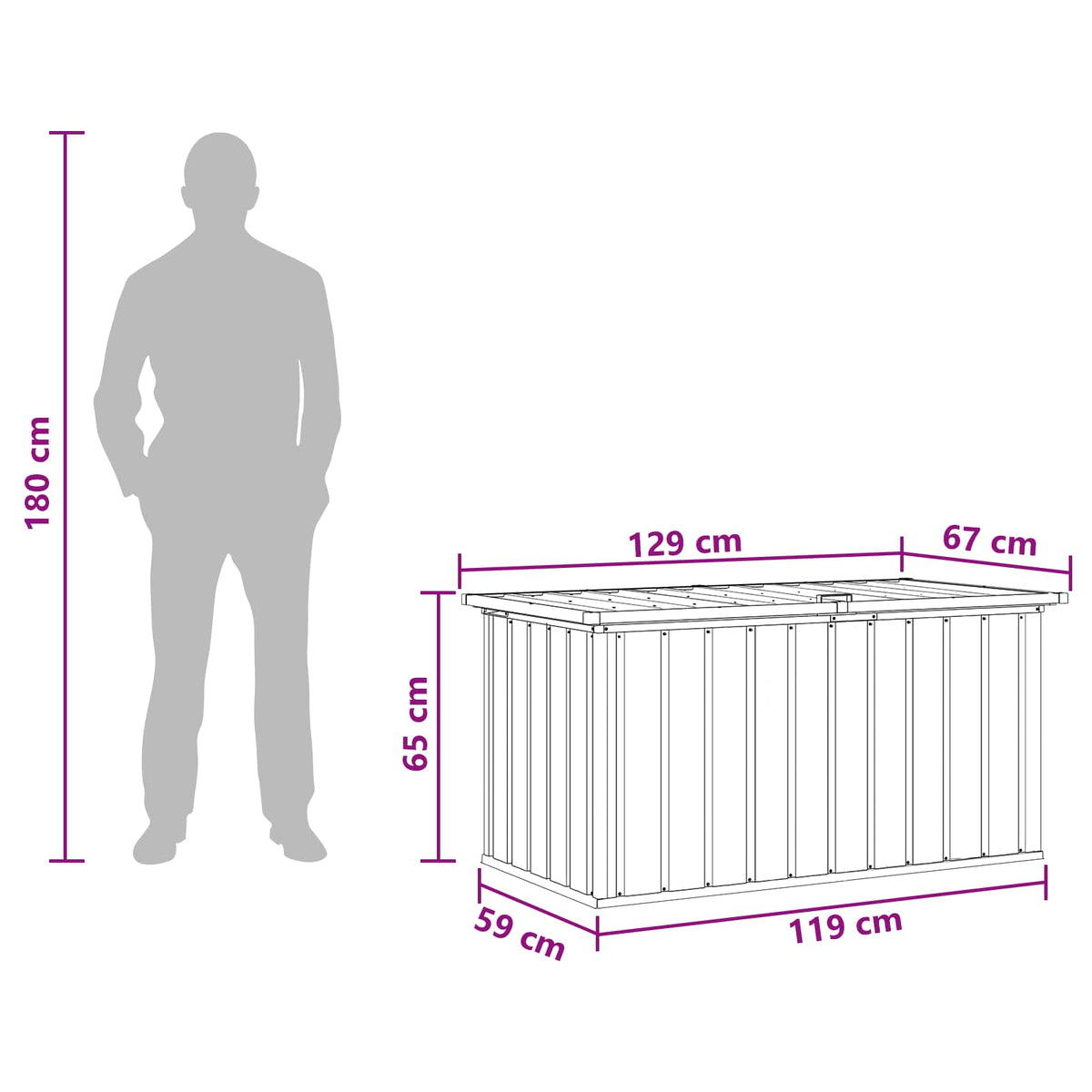 Garden Storage Box Brown 129x67x65 cm