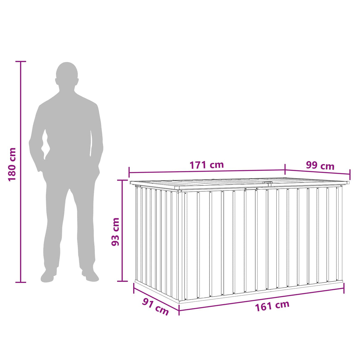 Garden Storage Box Grey 171x99x93 cm