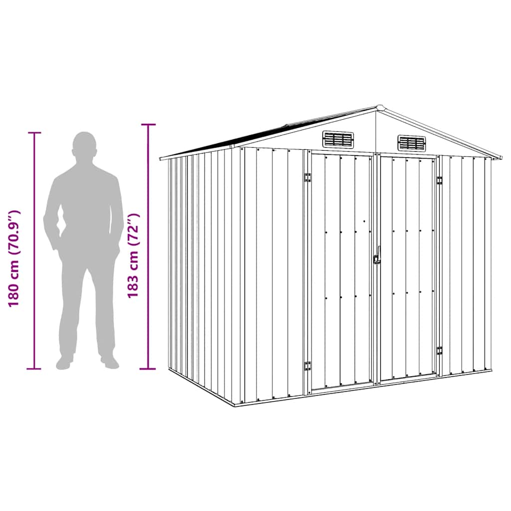 Garden Shed Grey 205x129x183 cm Galvanised Steel