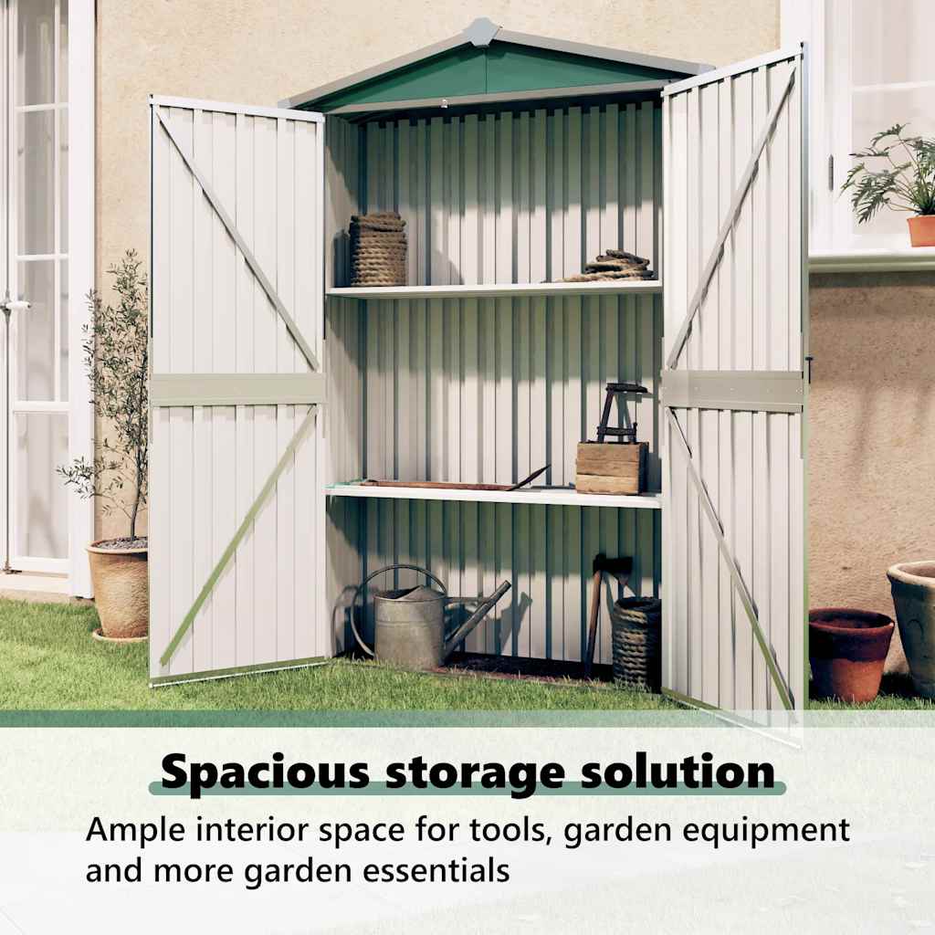 Garden Shed Green 116x45x175 cm Galvanised Steel