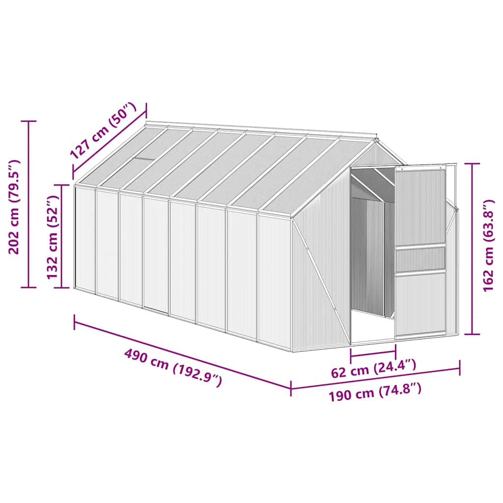 Greenhouse with Base Frame Anthracite Aluminium 9.31 m²
