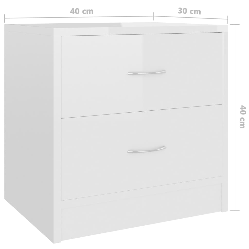 Bedside Cabinet High Gloss White 40x30x40 cm Engineered Wood