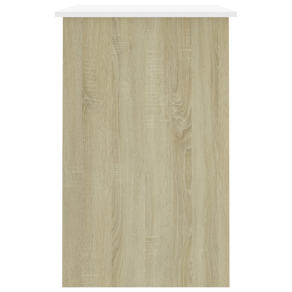 Desk White and Sonoma Oak 100x50x76 cm Engineered Wood