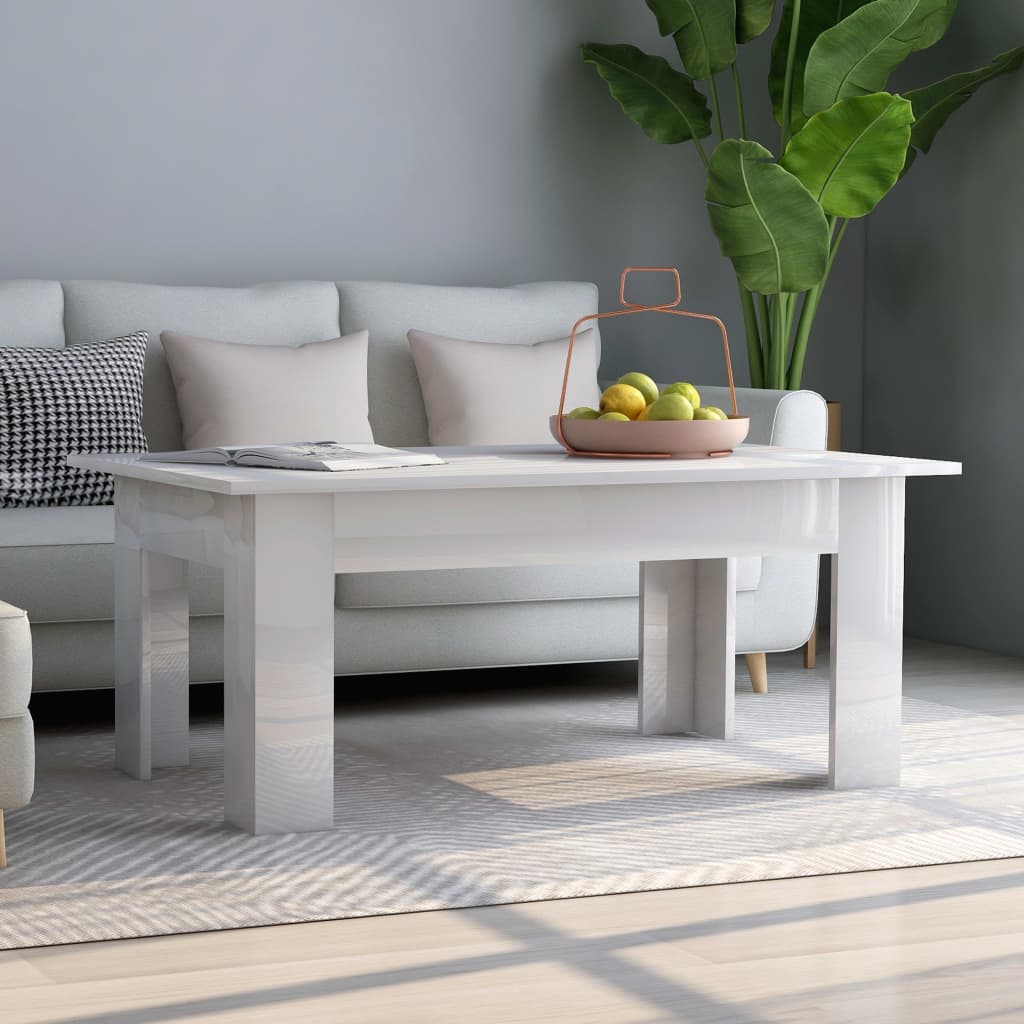 Coffee Table High Gloss White 100x60x42 cm Engineered Wood