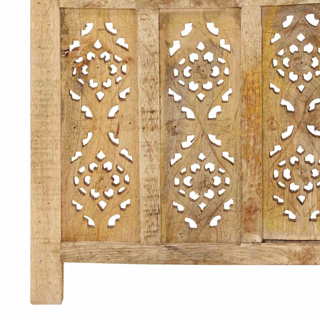 Hand Carved 3-Panel Room Divider 120x165 cm Solid Mango Wood