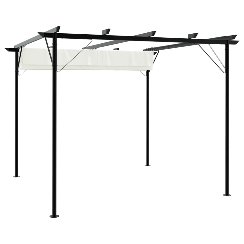 Pergola with Retractable Roof Cream White 3x3 m Steel