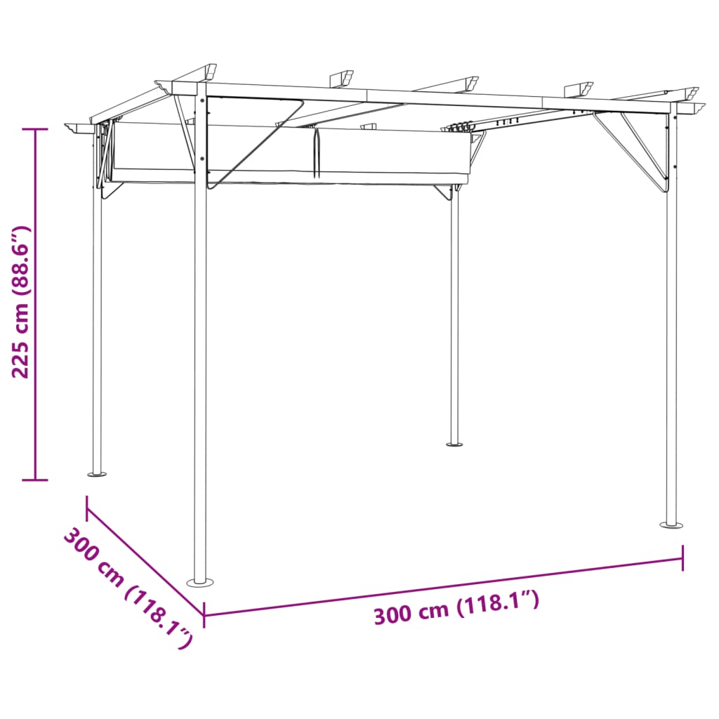 Pergola with Retractable Roof Cream White 3x3 m Steel