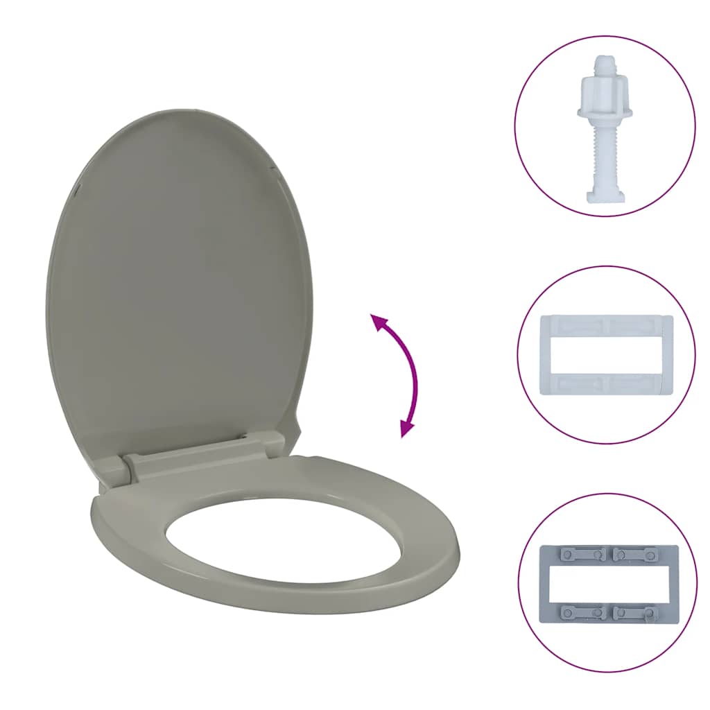 Soft-Close Toilet Seat Grey Oval