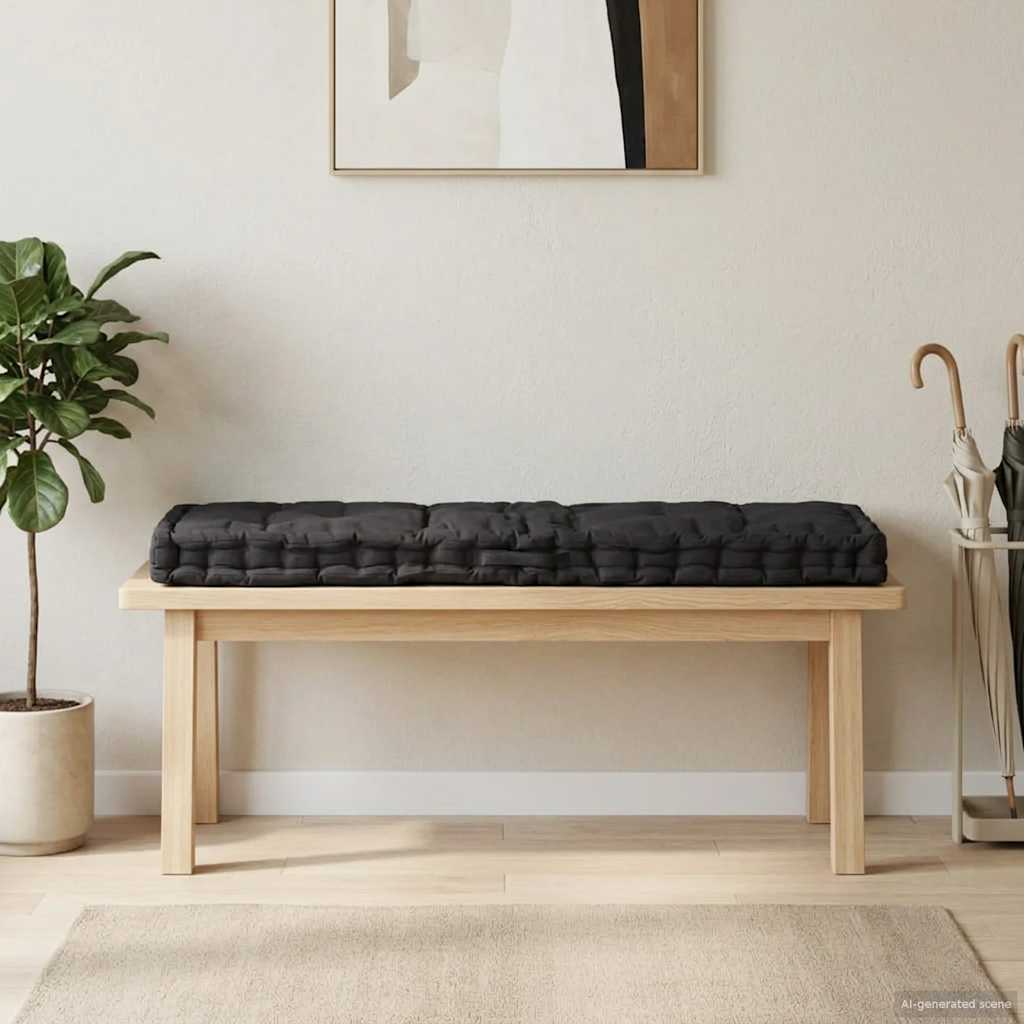 Pallet Floor Cushion Cotton 120x40x7 cm Black