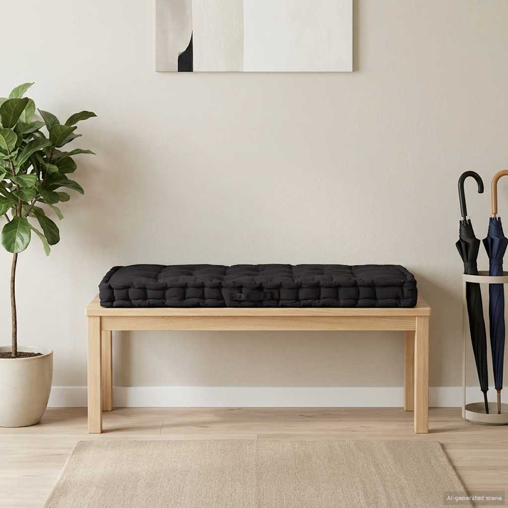 Pallet Floor Cushion Cotton 120x80x10 cm Black