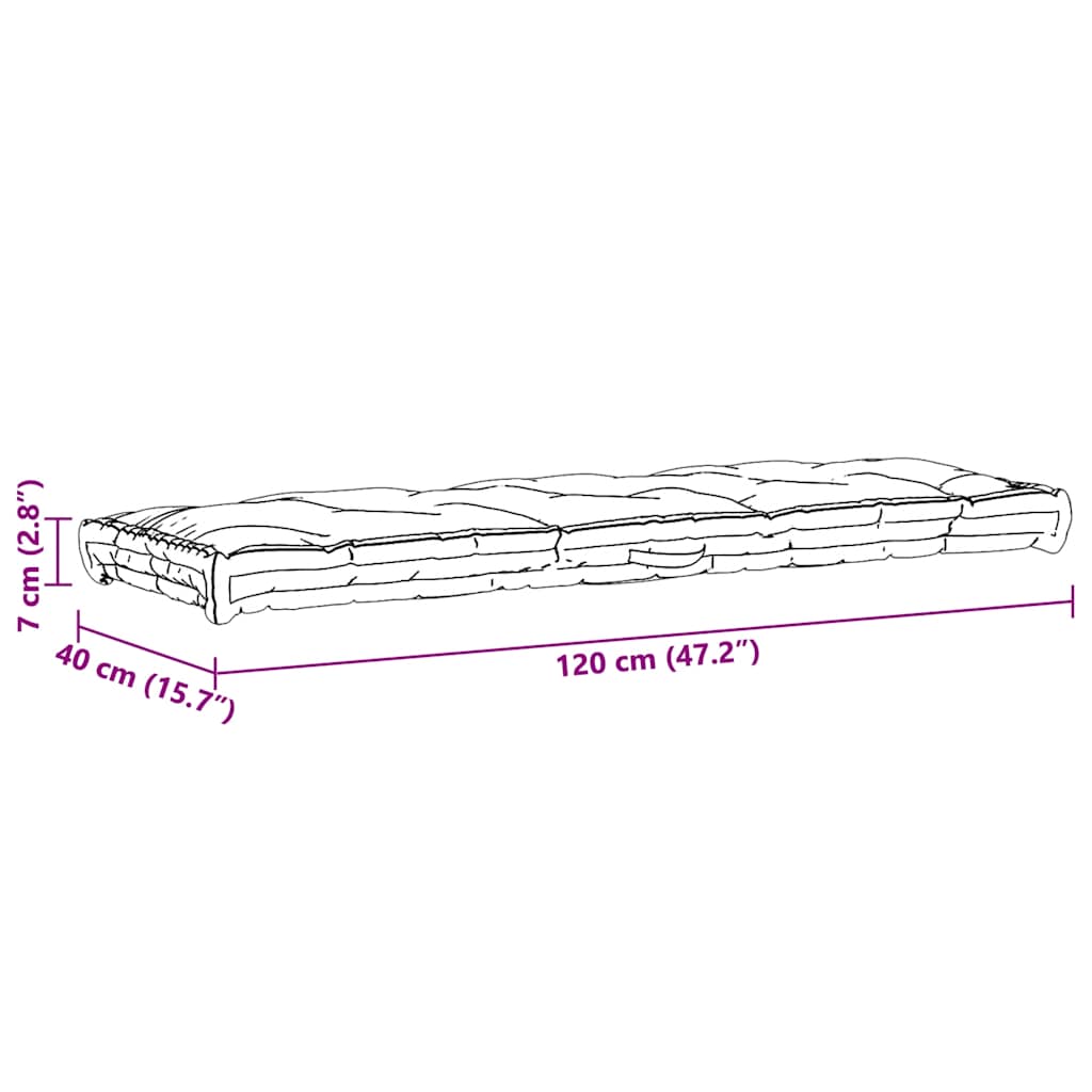 Pallet Floor Cushion Cotton 120x40x7 cm Beige