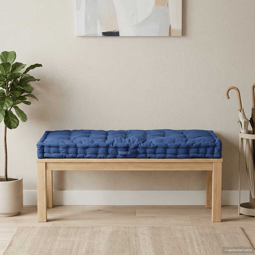 Pallet Floor Cushion Cotton 120x80x10 cm Light Blue