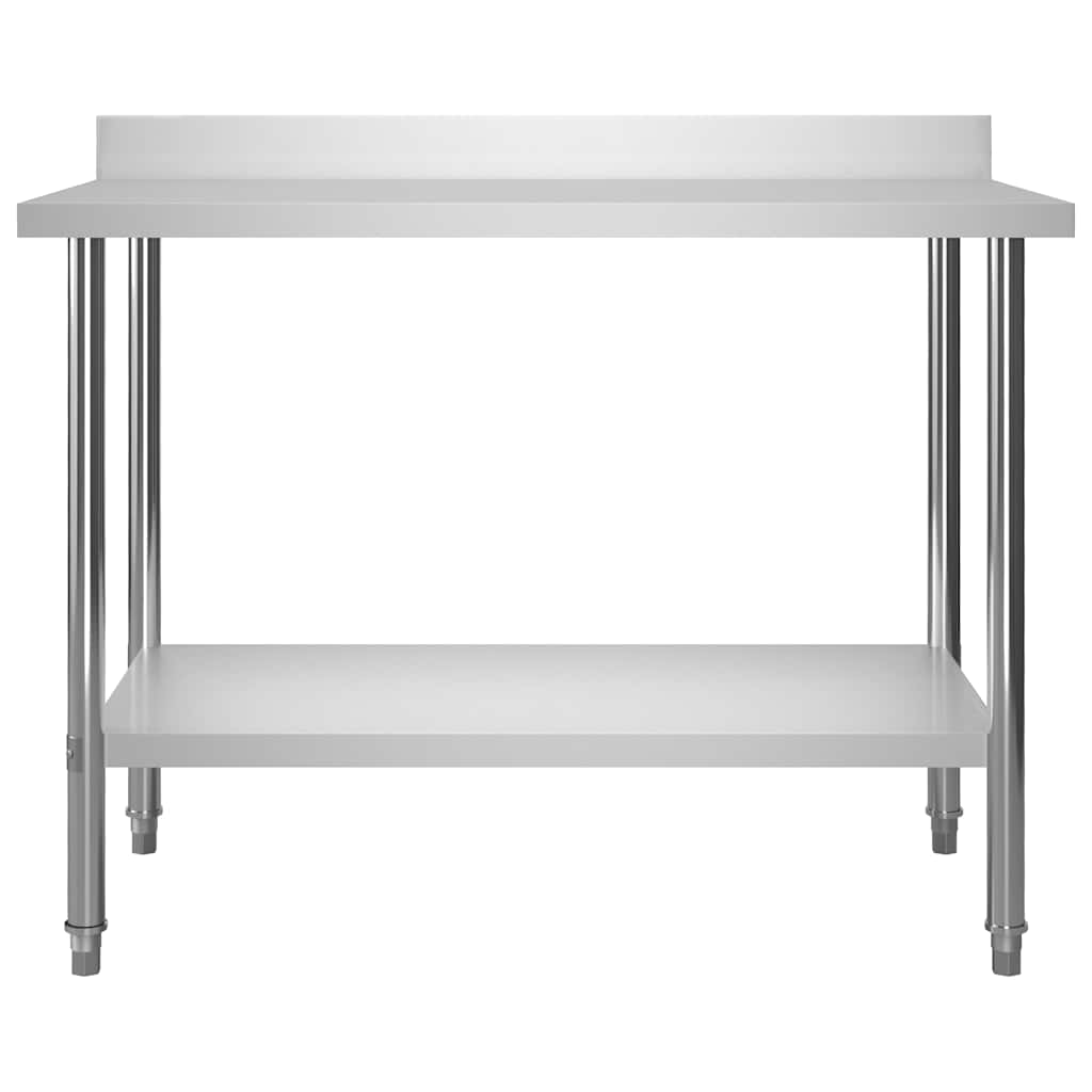 Kitchen Work Table with Backsplash 120x60x93 cm Stainless Steel