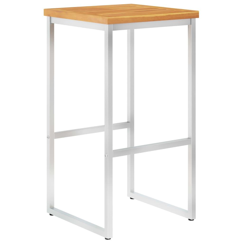 Bar Stools 4 pcs Solid Acacia Wood and Stainless Steel