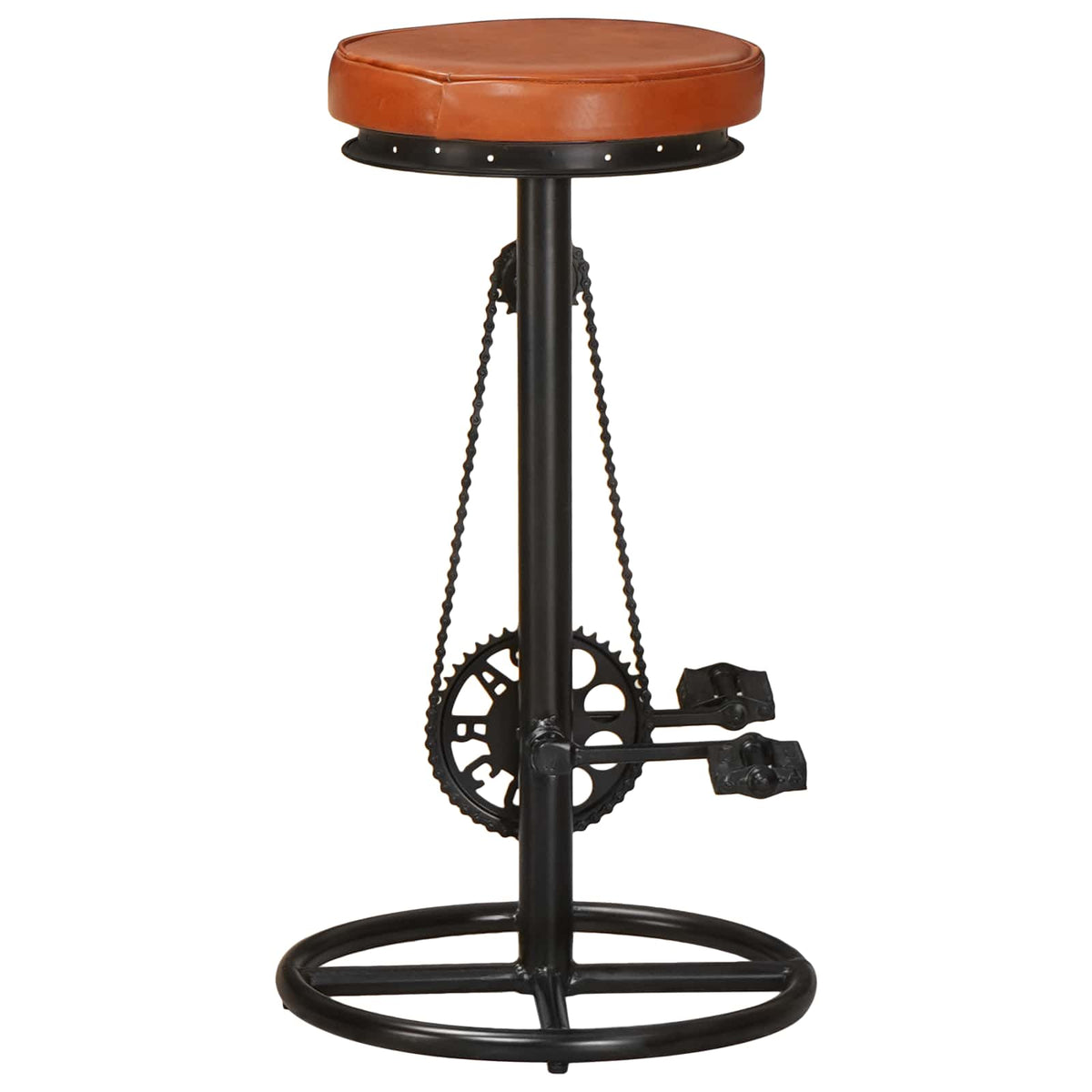 Bar Stools 2 pcs Black and Brown Real Goat Leather