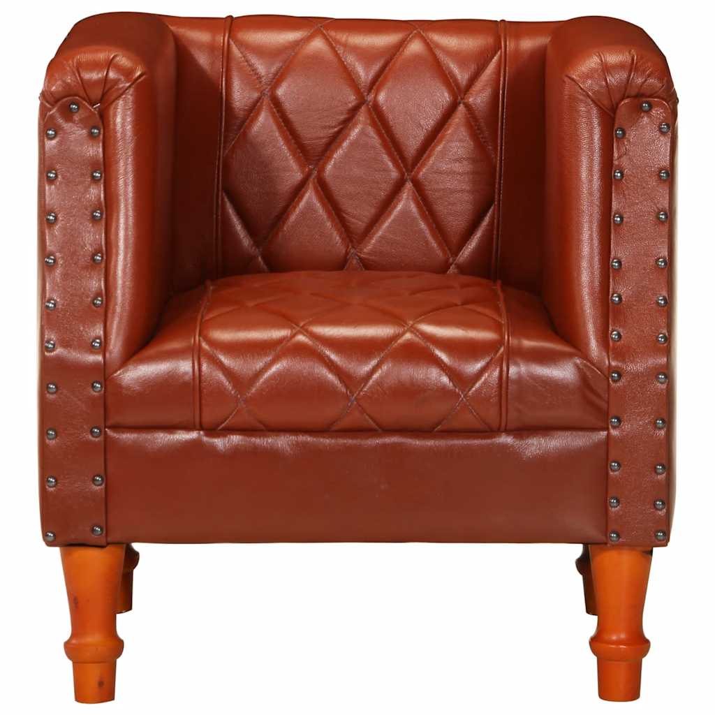 Tub Chair Brown Real Goat Leather